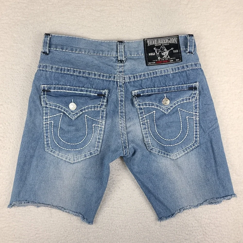 True Religion Jean Shorts Mens 36 Blue Johnny Super T 10